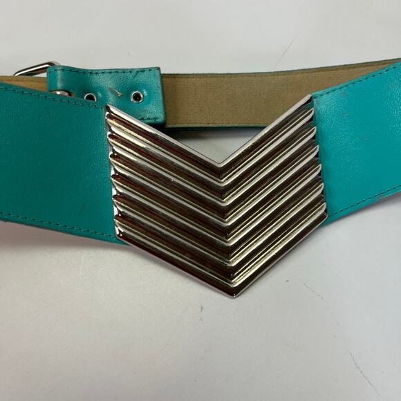 Vintage 80s Emanuel Wide Silver Buckle Belt Size M main image 9
